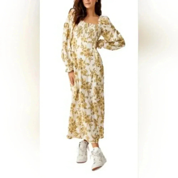 Free People Dresses & Skirts - NWT Free People Ladies Maxi Dress, Size S. Cream with brown & yellow floral